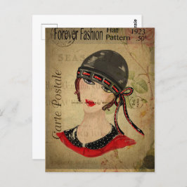 Art Deco Flapper Girl Postkarte