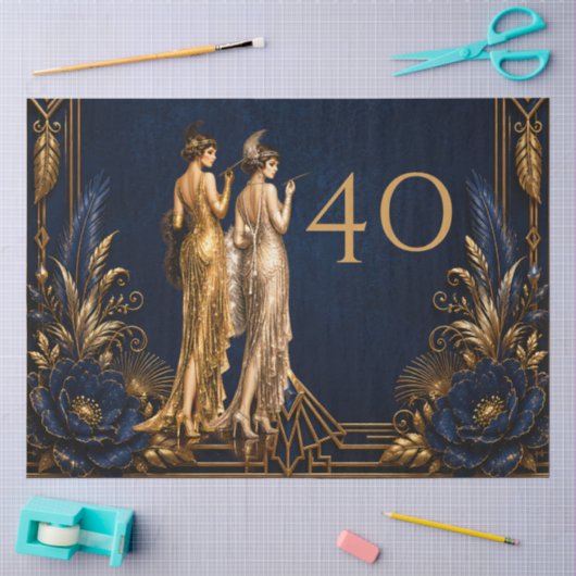 Art Deco Flapper Mädchen 40. Gatsby Decoupage Seidenpapier (Basteln)
