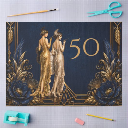 Art Deco Flapper Mädchen 50. Gatsby Decoupage Seidenpapier (Basteln)