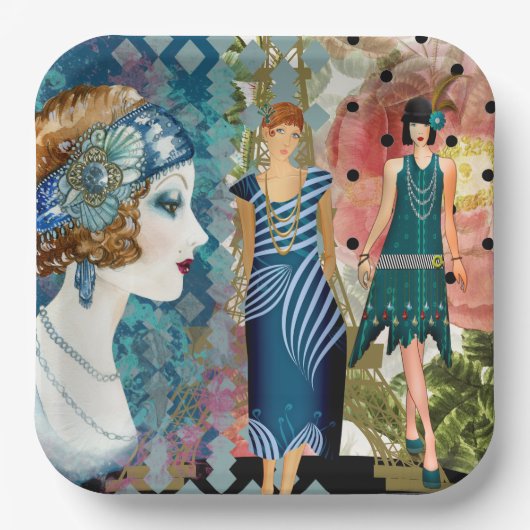 Art Deco Flapper   Pappteller (Vorderseite)