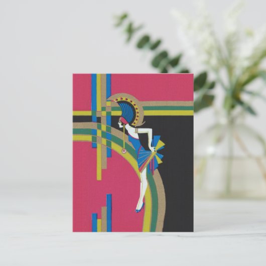 Art Deco Flapper Postkarte (Stehend Vorderseite)