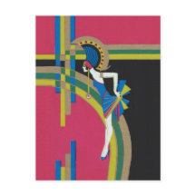Art Deco Flapper Postkarte