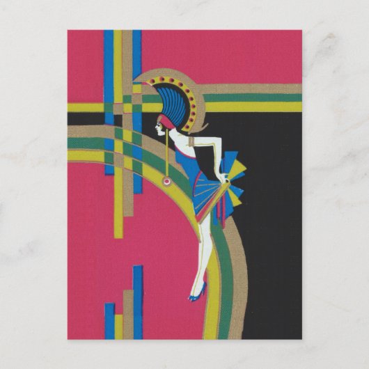 Art Deco Flapper Postkarte (Vorderseite)