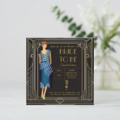 Art Deco Flapper Roaring 20er Brautparty Einladung (Stehend Vorderseite)