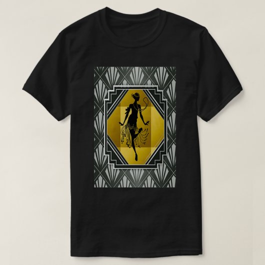 Art Deco Flapper Roaring 20er Gatsby Style Print T-Shirt (Design vorne)