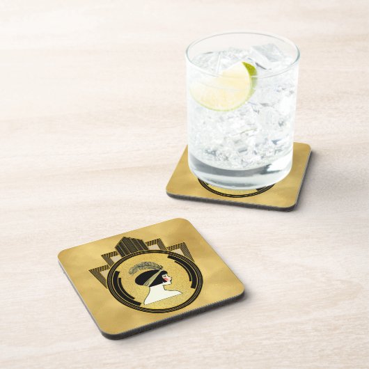 Art Deco Flapper Set von sechs Untersetzer (Rechte Seite)