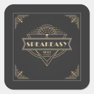Art Deco Flapper Speakeasy im Stil der 1920er Jahr Quadratischer Aufkleber