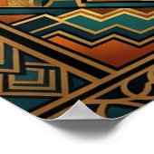 Art Deco Flapper Woman Portrait Gold Teal Poster (Ecke)