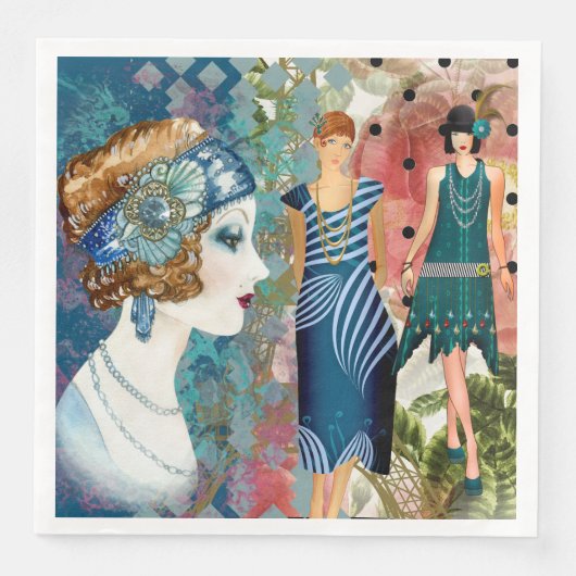 Art Deco Flapperinnen Serviette (Vorderseite)