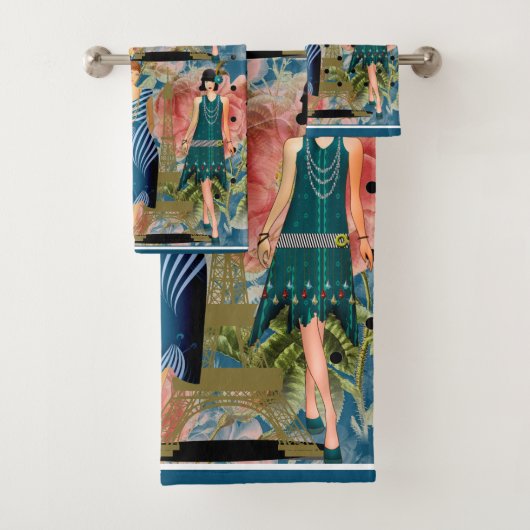Art Deco Flappers Badhandtuch Set (Insitu)