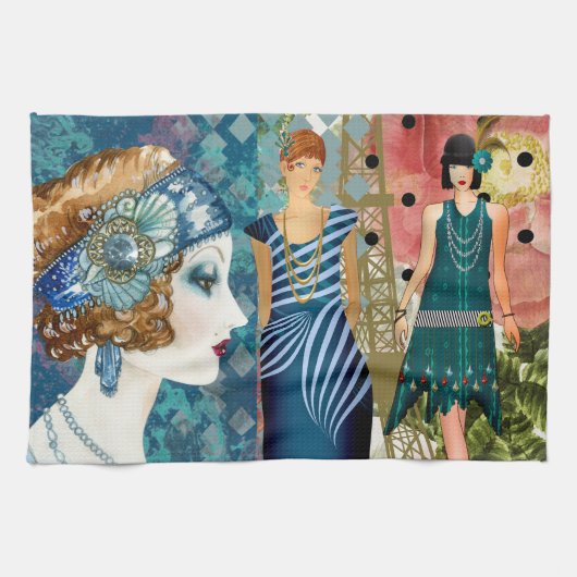 Art Deco Flappers Geschirrtuch (Horizontal)