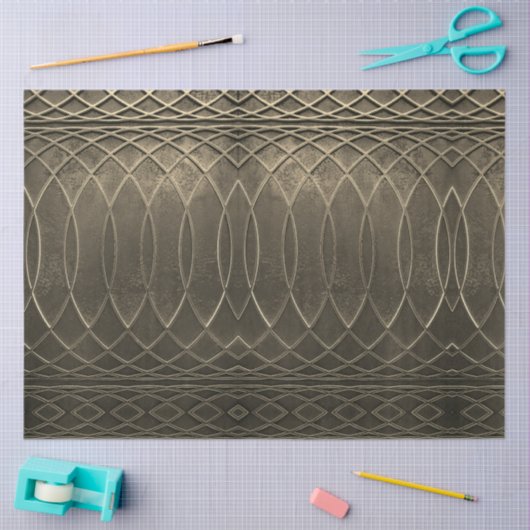 Art Deco Flat Metallic Taupe Decoupage Seidenpapier (Basteln)