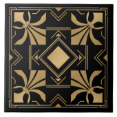 Art Deco Fleur-de-lis - Golden Fliese (Vorderseite)