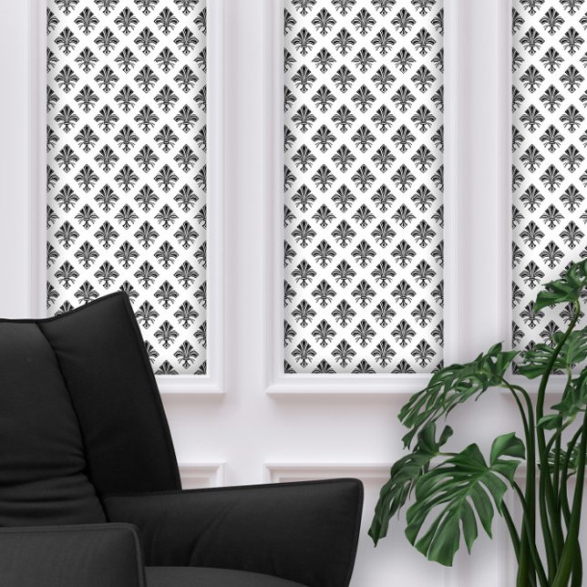 Art Deco Fleur-de-lis Schwarzes Muster Tapete (Von Creator hochgeladen)