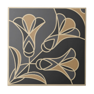 Art Deco Fliesen Blumen. Blauglockenblumen 2