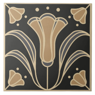 Art Deco Floral. Bluebell-Blume 2  Fliese