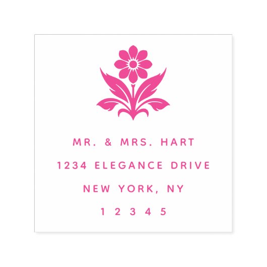 Art Deco Floral Blume Classic Rich Rücksendeadress Permastempel (Design)