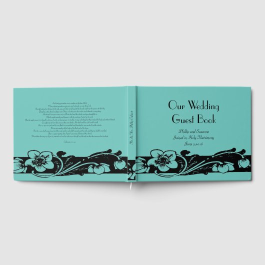 Art Deco Floral Border Wedding Gästebuch (Voll)