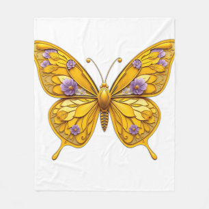 Art Deco Floral Butterfly Fleecedecke