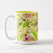 Art Deco Floral Collage Zweifarbige Tasse (Links)