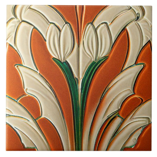 Art Deco Floral Deco Fliese (Vorderseite)