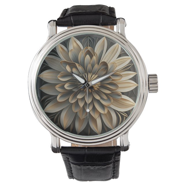 Art Deco Floral Design #3 Armbanduhr (Vorderseite)
