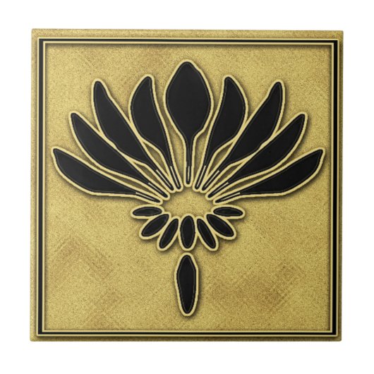 Art Deco Floral Design Keramik Tile. Fliese (Vorderseite)