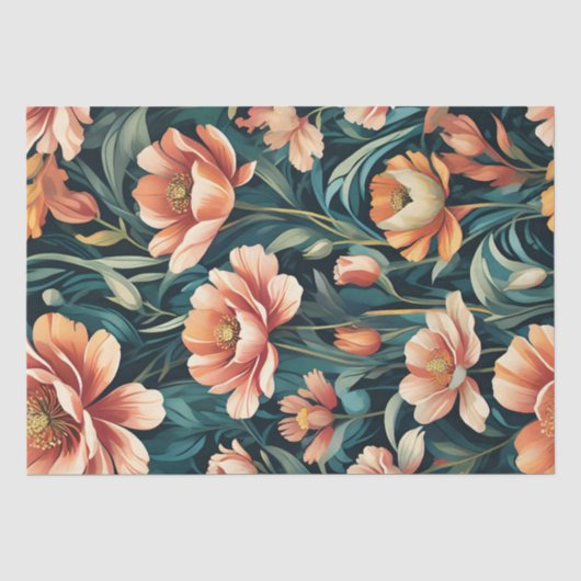 Art Deco Floral Design Seidenpapier (Vorderseite)