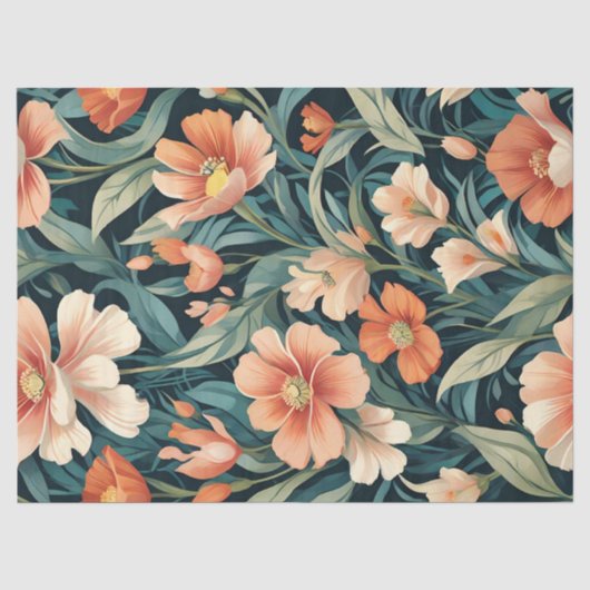 Art Deco Floral Design Seidenpapier (Vorderseite)