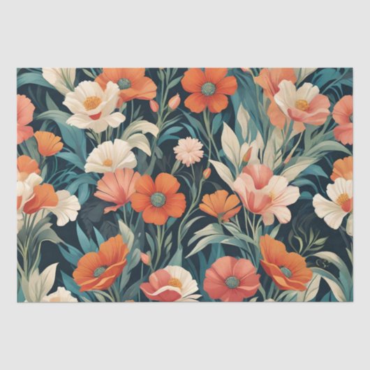Art Deco Floral Design Seidenpapier (Vorderseite)