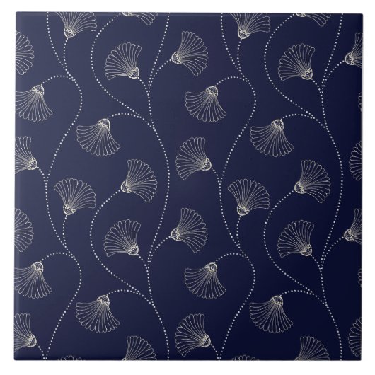 Art Deco Floral Fan Pattern Fliese (Vorderseite)