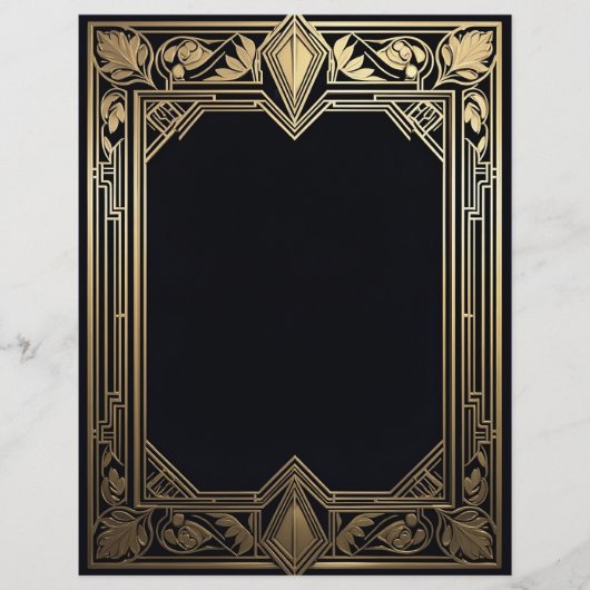 Art Deco Floral Frame Briefbogen (Vorderseite)