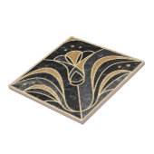 Art Deco Floral. Gold und Marmor Fliese (Seite)