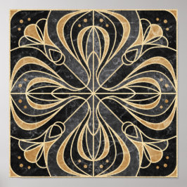 Art Deco Floral. Gold und Marmor Poster