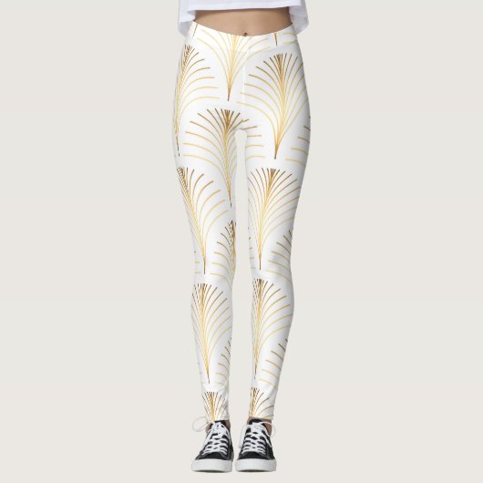 Art Deco Floral: Goldene Eleganz. Leggings (Vorderseite)