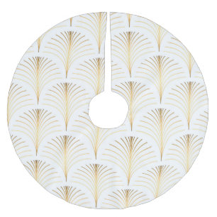 Art Deco Floral: Goldene Eleganz. Polyester Weihnachtsbaumdecke