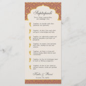 Art Deco Floral Lotus Indian & Hindu Wedding Programm (Rückseite)