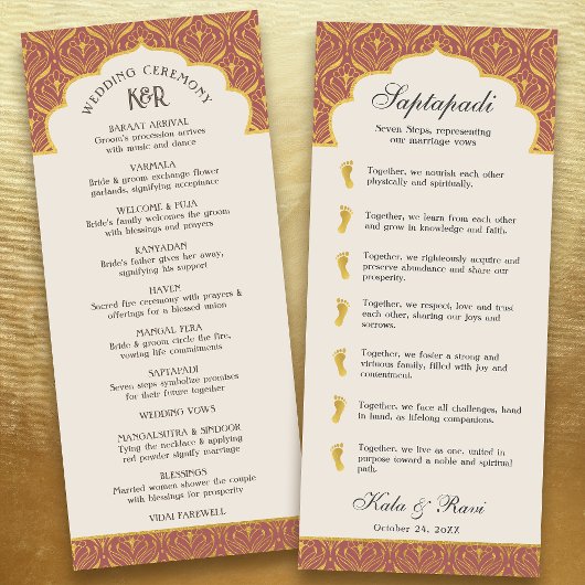 Art Deco Floral Lotus Indian & Hindu Wedding Programm