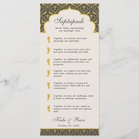 Art Deco Floral Lotus Indian & Hindu Wedding Programm (Rückseite)