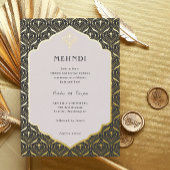 Art Deco Floral Lotus Mehndi Gold Folieneinladung