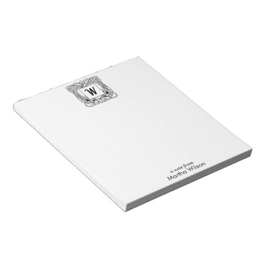 Art Deco Floral Mongram Note Pad Notizblock (angewinkelt)
