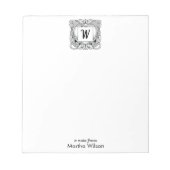 Art Deco Floral Mongram Note Pad Notizblock (Vorderseite)