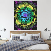 Art Deco Floral Rainbow Leinwanddruck (Insitu (Schlafzimmer))