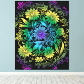 Art Deco Floral Rainbow Leinwanddruck (Insitu (Holzboden))