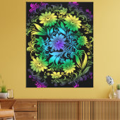 Art Deco Floral Rainbow Leinwanddruck (Insitu (Wohnzimmer))