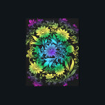 Art Deco Floral Rainbow Leinwanddruck<br><div class="desc">Schwarz-Look- Rainbow-Blume auf schwarzem Hintergrund verleihen einem Pop-Leinwand-Kunstwerk einen 60er-Jahre-Deko-Effekt</div>