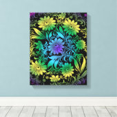Art Deco Floral Rainbow Leinwanddruck (Insitu (Holzboden))