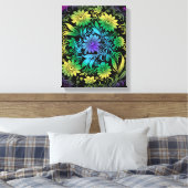 Art Deco Floral Rainbow Leinwanddruck (Insitu (Schlafzimmer))