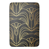 Art Deco Floral. Schwarz und Gold Badematte (Vorderseite Vertikal)