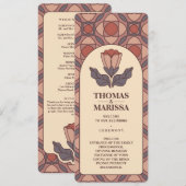 Art Deco Floral Stained Glass Wedding Program Programm (Vorne/Hinten)